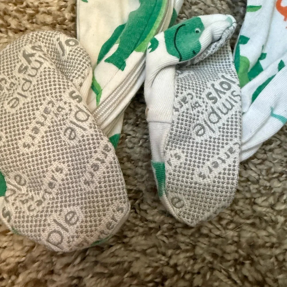 Carter's Green and Orange Dinosaur Footie